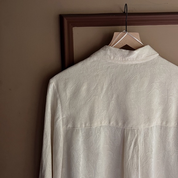 Zara Vintage Embossed Sewed Pattern Button-Up Blouse - Picture 6 of 12